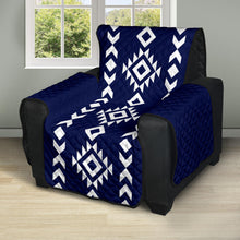 Load image into Gallery viewer, Navy and White Ethnic Tribal Design Recliner Slipcover Protector Fits Up To 28&quot; Seat Width Chairs
