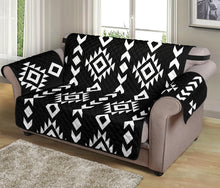 Load image into Gallery viewer, Black and White Ethnic Tribal Pattern 54&quot; Loveseat Sofa Protector Couch Slipcover
