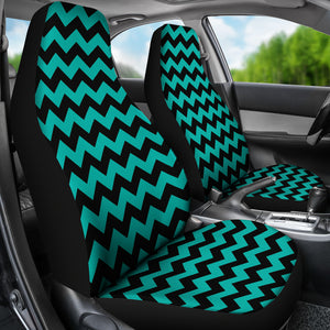 Teal and Black Chevron Car Seat Covers Set