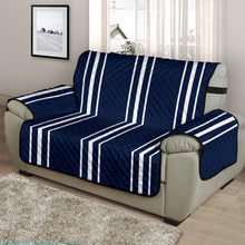 Load image into Gallery viewer, Navy Blue and White Chair and a Half Size Sofa Cover Protector For Up To 48&quot; Seat Width Armchair
