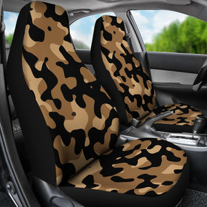 Light and Dark Brown and Black Camo Car Seat Covers Set
