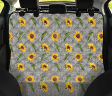 Load image into Gallery viewer, Gray Burlap With Sunflower Pattern Back Seat Cover Protector
