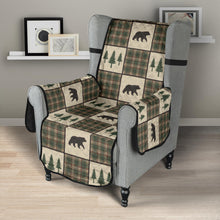 Load image into Gallery viewer, Tan, Brown and Green Plaid Bear Patchwork Pattern Furniture Slipcovers
