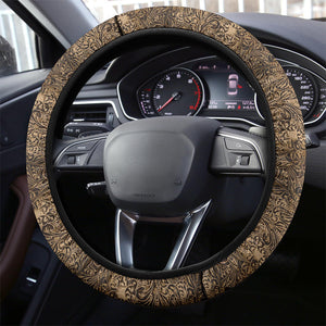 Faux Tooled Leather Steering Wheel Cover