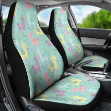 Load image into Gallery viewer, Pastel Mint, Yellow, Pink and Purple Spring Llama Pattern Car Seat Covers
