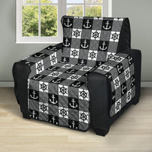 Load image into Gallery viewer, Black and White Nautical Theme  Patchwork Furniture Slipcover Protectors
