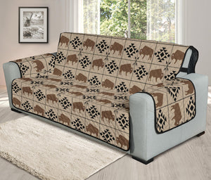 Tan With Bison Tribal Pattern Furniture Slipcovers