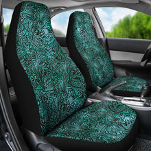 Load image into Gallery viewer, Turquoise Tooled Leather Style Printed Texture Design Car Seat Covers
