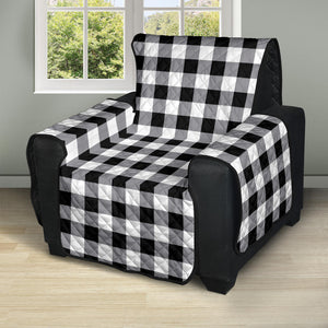 Buffalo Check Recliner Slipcover Protector 28" Seat Width In Black, White and Gray