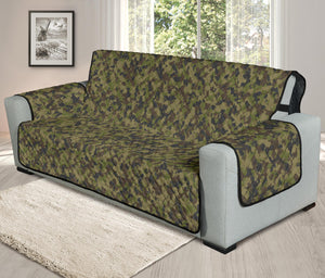 Camo Oversized Couch Cover Sofa Protector in Green, Brown and Gray Camouflage 78" Seat Width