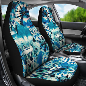 Blue Green Tie Dye Pattern Car Seat Covers