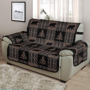 Brown and Black Plaid Lodge Style Patchwork Pattern Chair and a Half Slipcover Protector