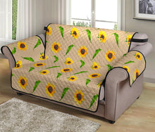 Load image into Gallery viewer, Tan With Rustic Sunflower Pattern 54&quot; Loveseat Cover Sofa Protector Farmhouse Decor
