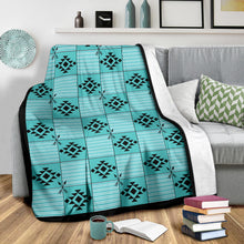 Load image into Gallery viewer, Turquoise Tribal Pattern Ethnic Patchwork Fleece Throw Blanket
