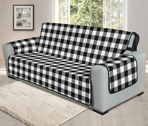 Black and White Buffalo Plaid 78" Oversized Sofa Couch Protector
