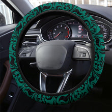 Load image into Gallery viewer, Emerald Green and Black Floral Steering Wheel Cover

