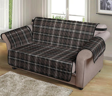 Load image into Gallery viewer, Brown, Black and White Tartan Plaid 54&quot; Loveseat Cover Sofa Protector
