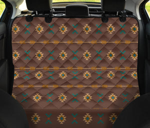 Dark Brown Southwestern Tribal Pattern Dog Hammock Back Seat Cover For Pets