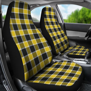 Yellow Black and White Plaid Check Car Seat Covers