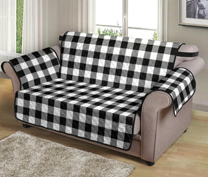 Black White Buffalo Plaid 54" Loveseat Sofa Couch Cover Protector Farmhouse Home Decor