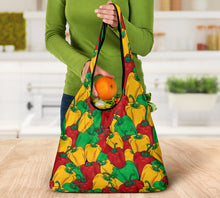 Load image into Gallery viewer, Bell Pepper Colorful Pattern Grocery Shopping Bags Pack of 3
