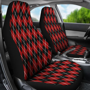 Red and Black Large Argyle Print Car Seat Covers