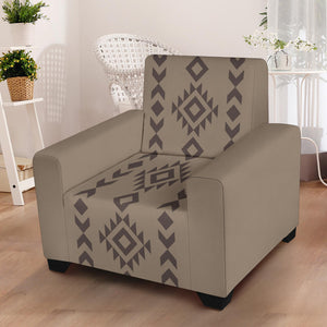 Light and Dark Brown Tribal Ethic Pattern Stretch Armchair Cover With Elastic Edge Fits Up To 43" Chairs