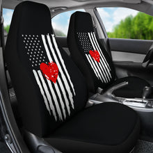 Load image into Gallery viewer, Distressed American Flag With Heart Car Seat Covers Set In Black

