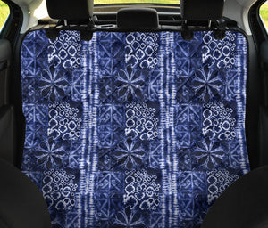 Blue Shibori Style Tie Dye Dog Hammock Back Seat Cover For Pets