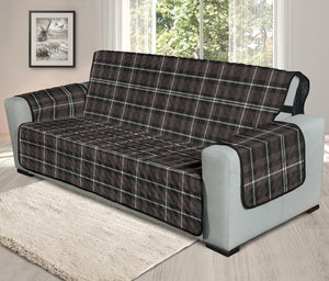Brown, Black and White Plaid Tartan Oversized 78" Seat Width Couch Cover Protector