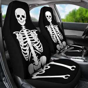 Skeleton Car Seat Covers Set of 2 Black and White