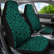 Load image into Gallery viewer, Emerald Green Car Seat Covers Set With Black Vintage Floral Design
