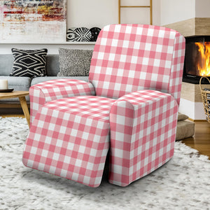 Pink and White Check Recliner Stretch Slipcover Protector