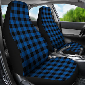 Royal Blue and Black Buffalo Plaid Car Seat Covers Set