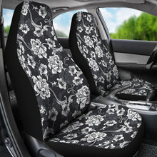 Load image into Gallery viewer, Dark Gray and White Baroque Flower Car Seat Covers
