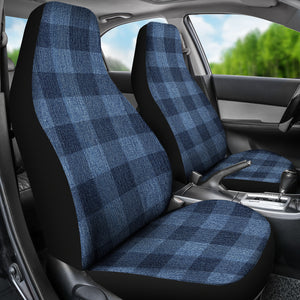 Blue Faux Denim Buffalo Plaid Car Seat Covers Seat Protectors