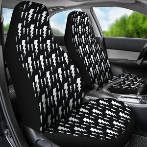 Lightning Bolts Pattern Black and White Car Seat Covers