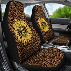 Leopard Print With Sunflower Faith Design Car Seat Covers Christian Themed