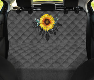 Sunflower Dreamcatcher on Gray Faux Denim Back Seat Cover Protector