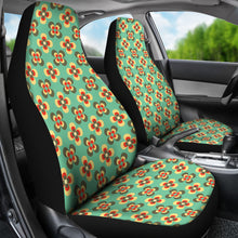 Load image into Gallery viewer, Teal With Green and Red Retro Flower Pattern Car Seat Covers
