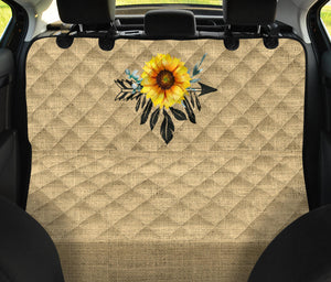 Boho Sunflower Dreamcatcher on Burlap Style Background Back Seat Cover For Pets