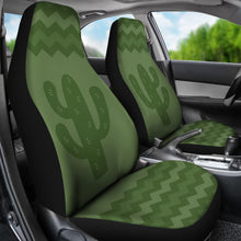 Load image into Gallery viewer, Green Chevron With Cactus Design Car Seat Covers Set

