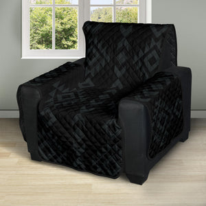 Black With Gray Ethnic Tribal Pattern on 28" Seat Width Recliner Protector Slipcover