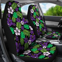 Load image into Gallery viewer, Purple and Green Hibiscus Flower Car Seat Covers Hawaiian Tropical Set of 2
