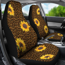 Load image into Gallery viewer, Leopard Print With Rustic Sunflowers Car Seat Covers Seat Protectors
