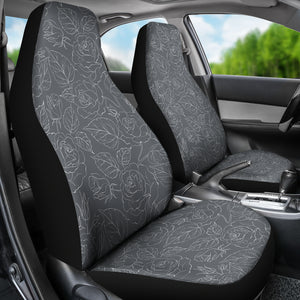 Gray With Subtle Rose Pattern Car Seat Covers Set