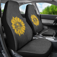 Load image into Gallery viewer, Faith Sunflower on Rustic Gray Faux Denim Background Car Seat Covers
