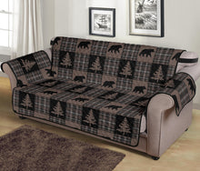 Load image into Gallery viewer, Brown and Black Plaid Lodge Style Patchwork Pattern 70&quot; Seat Width Sofa Slipcover Protector
