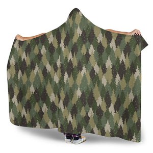 Pine Tree Camouflage Pattern Warm Winter Hooded Blanket
