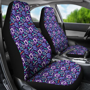 Black With Purple 80's Pattern Car Seat Covers